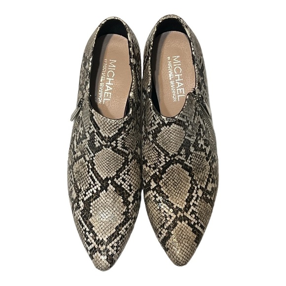 Michael Shannon Pointy Toe Faux Leather Snakeskin 3.5”Heel Low Cut Booties 8.5 - Picture 2 of 6